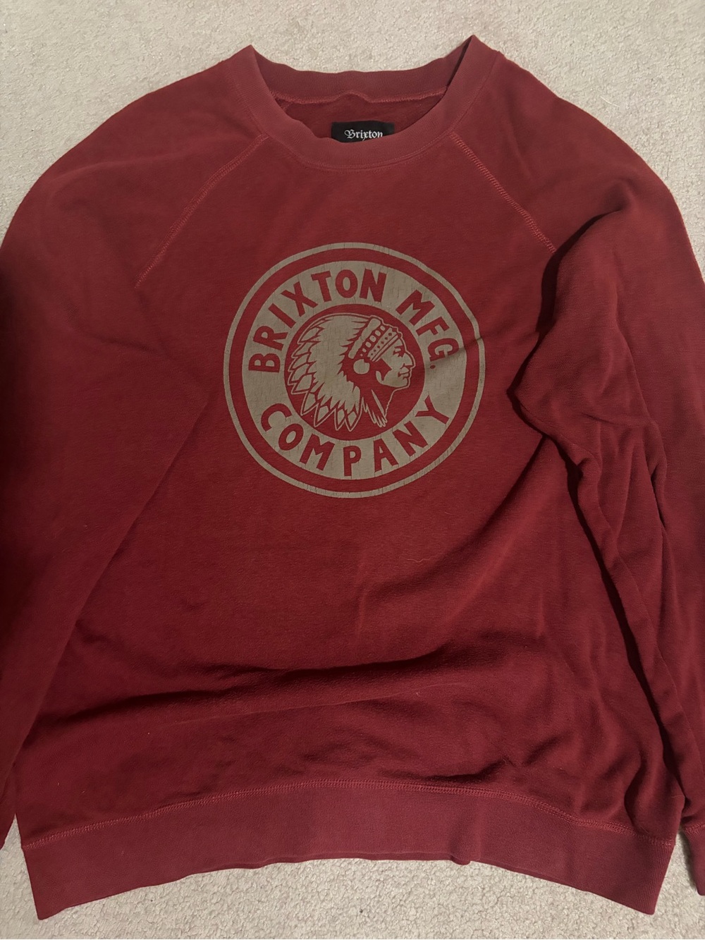 Brixton Men's Maroon Crewneck with Front Logo